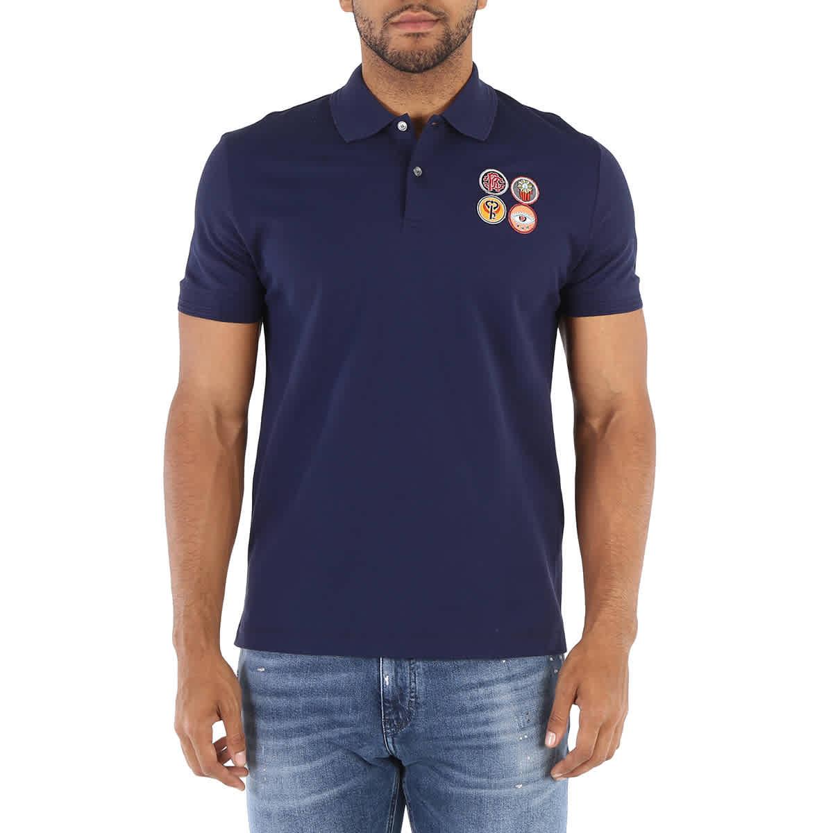 Roberto Cavalli Slim Fit Cotton Polo Shirt in Blue for Men | Lyst