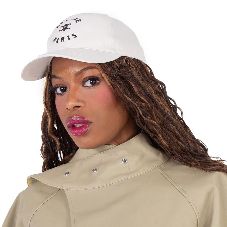 Celine Paris Triomphe Embroidered Baseball Cap in White Lyst UK