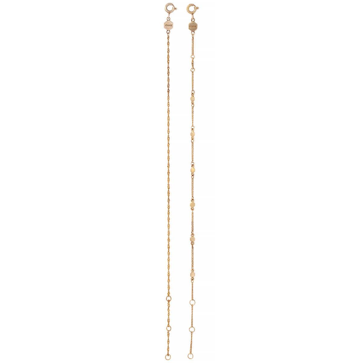 Cluse Gold Plated Essentielle Set Of Two Twisted And Hexagon Chain Bracelet  in Black | Lyst