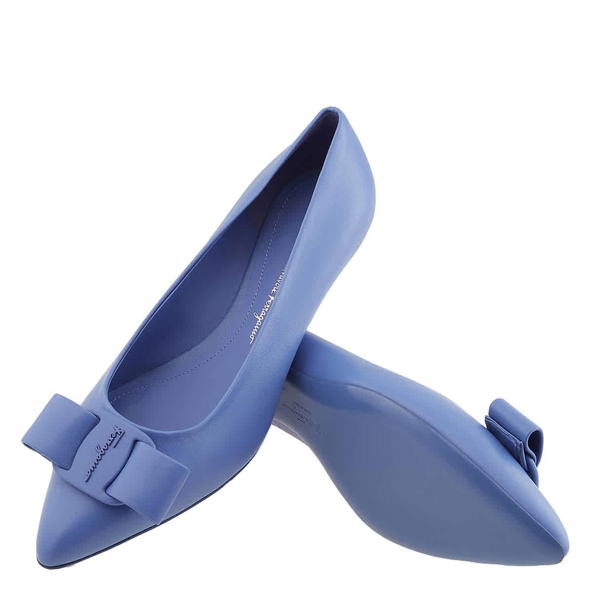 Ferragamo Salvatore Viva Ballet Flat in Blue | Lyst