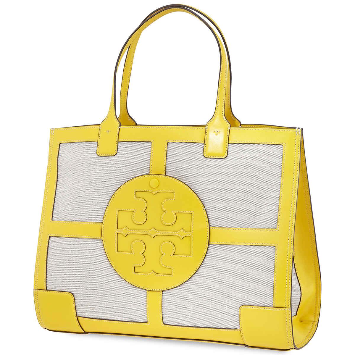Tory Burch ,Canvas Basketweave Tote, yellow￼