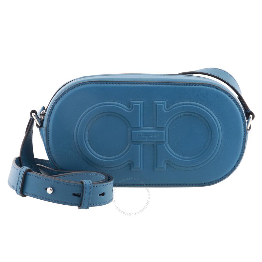 Ferragamo Double Gancio Crossbody Bag in Blue for Men | Lyst