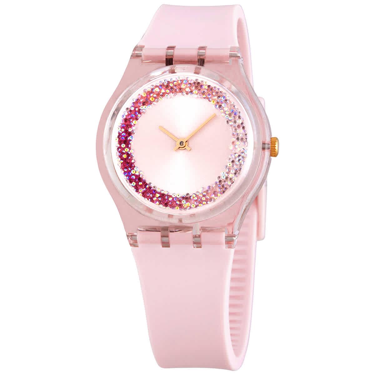 Swatch Kwartzy Pink- Crystal Ring Dial Ladies Watch - Lyst