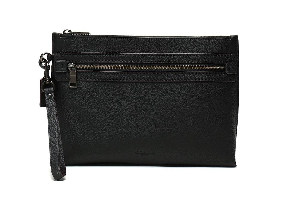 COACH Pebbled Leather Academy Pouch in Black for Men Lyst