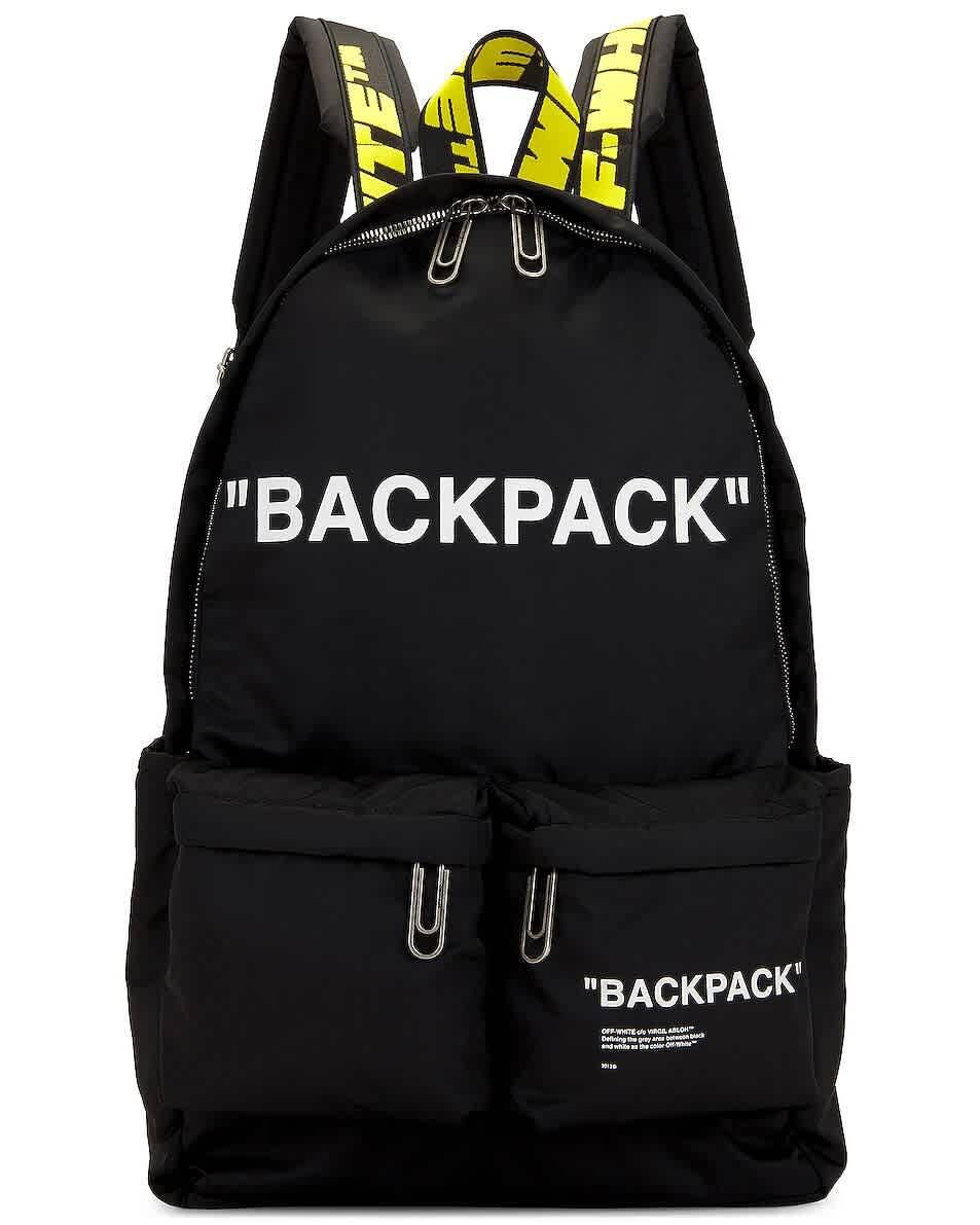 Off-White Black slogan-print zip-fastening Backpack