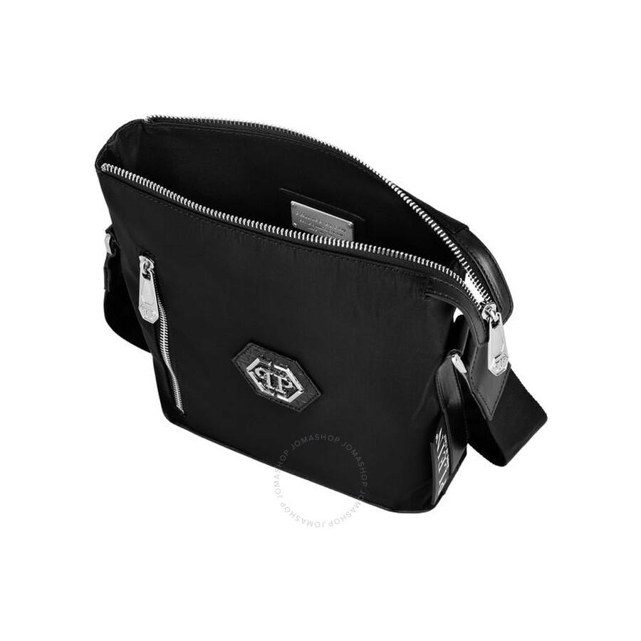 Philipp Plein Hexagon Logo Nylon Crossbody Bag in Black for Philipp Plein Hexagon Logo Nylon Crossbody Bag in Black for