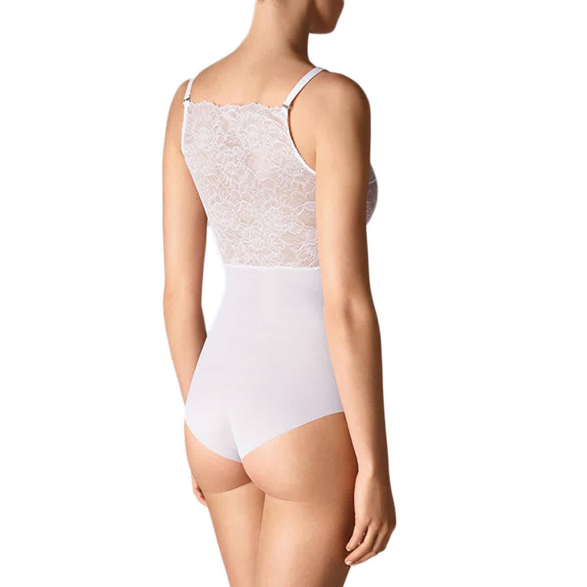 Wolford Stretch Lace Forming Tulle Bodysuit in Purple
