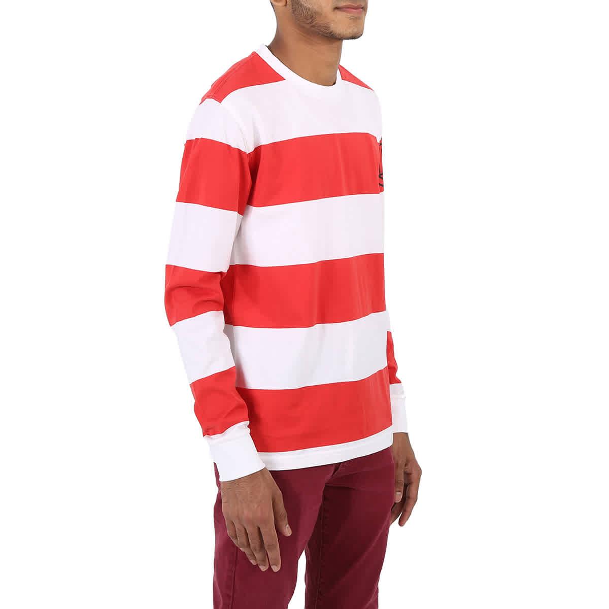 Burberry Laxley Stripe Long sleeve Cotton Oversized T shirt in Red