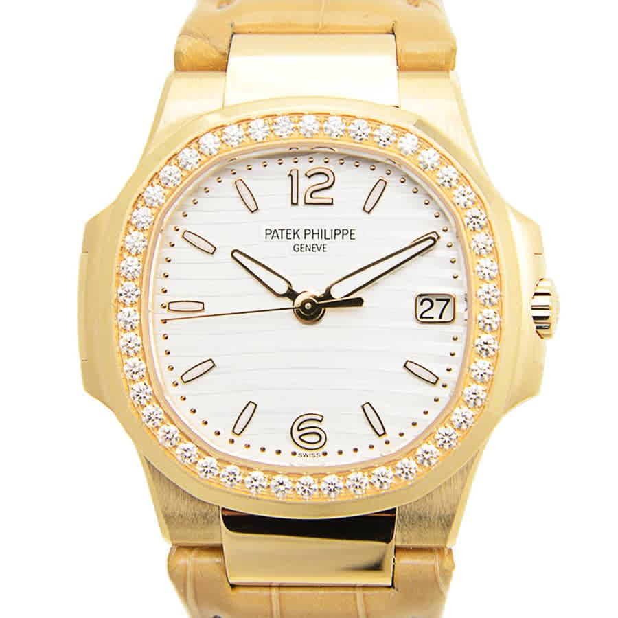 Patek Philippe Nautilus Quartz Diamond White Dial Watch in Metallic | Lyst  Australia