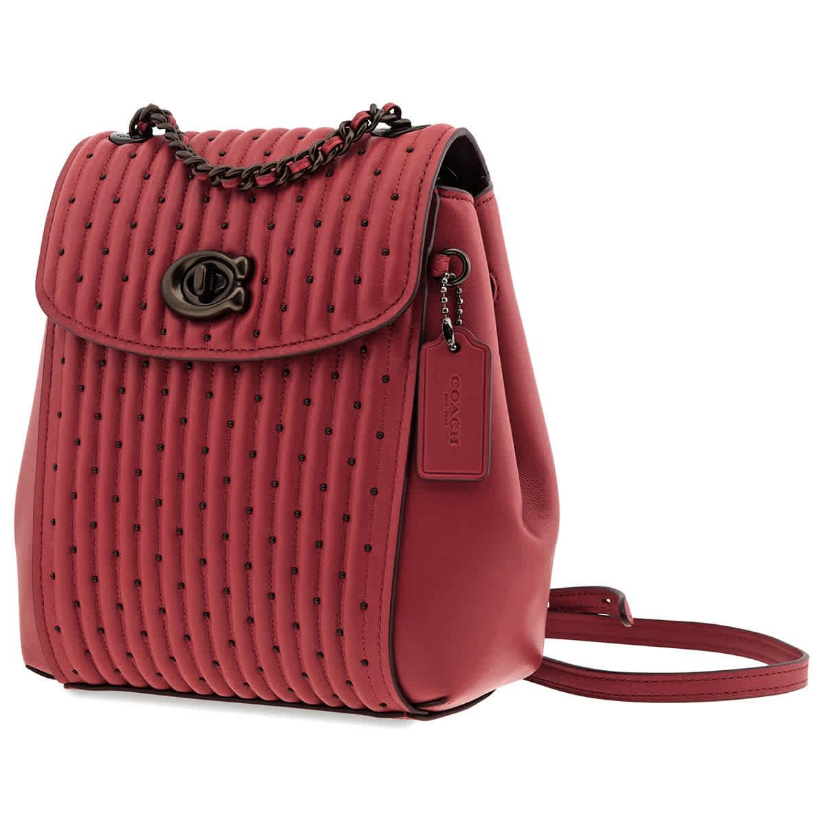 COACH Parker Convertible Backpack 16 With Quilting And Rivets in Red | Lyst