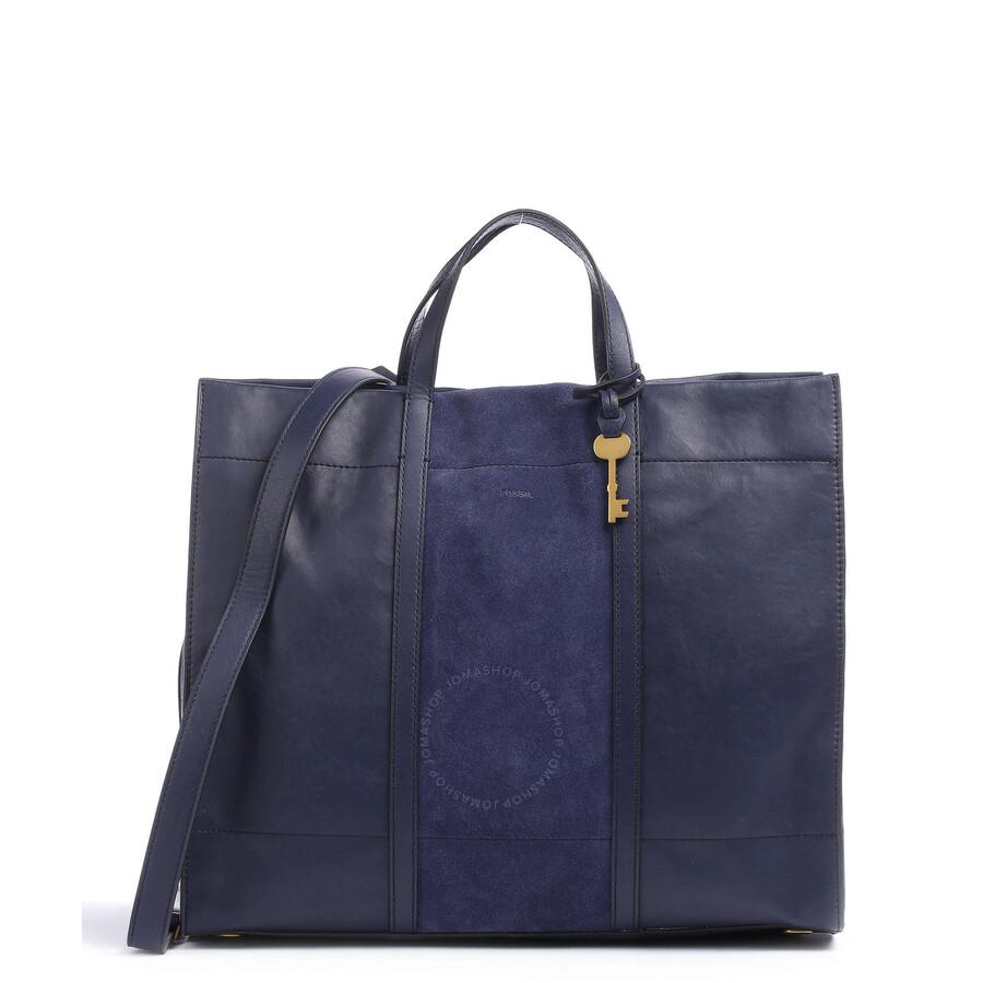 Fossil Carmen Leather Tote Tote in Blue Lyst UK