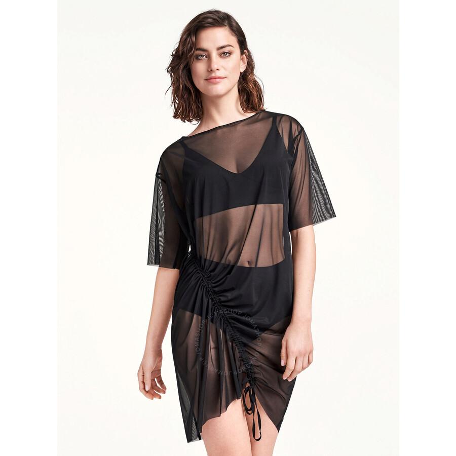 Wolford Transparent Soft Tulle Yoon Beach Cover Up in Black