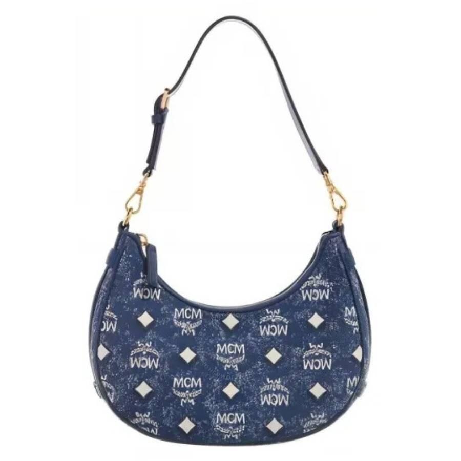 MCM Vintage Denim Jacquard Aren Hobo Bag in Blue | Lyst