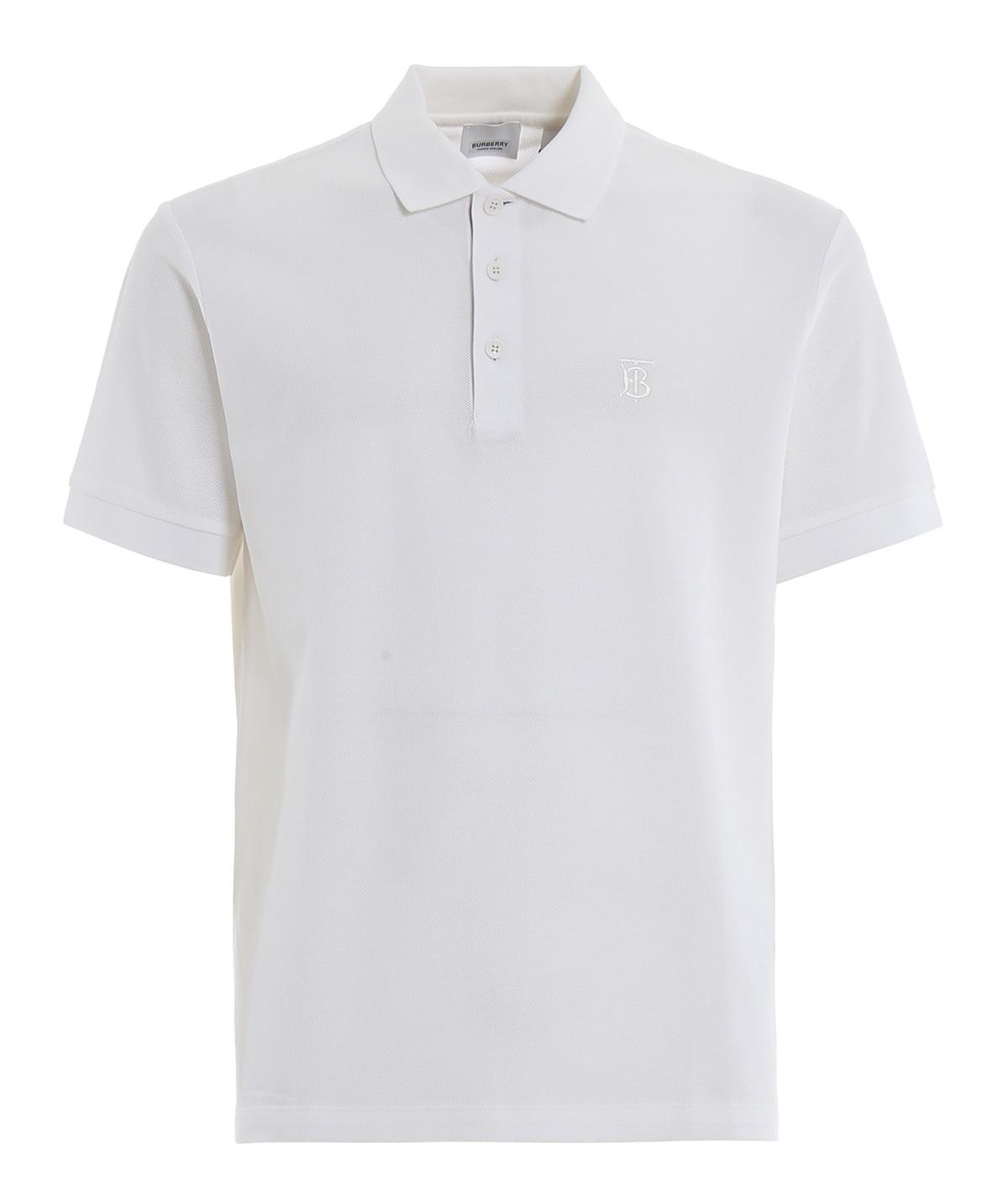 Burberry Eddie Logo-embroidered Cotton-piqué Polo Shirt in White for ...