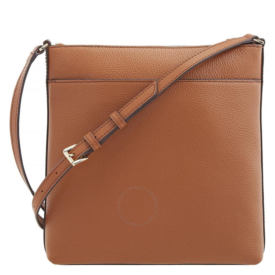 Michael Kors Jet Set Large Pebbled Leather Flat Crossbody Bag in Brown Lyst