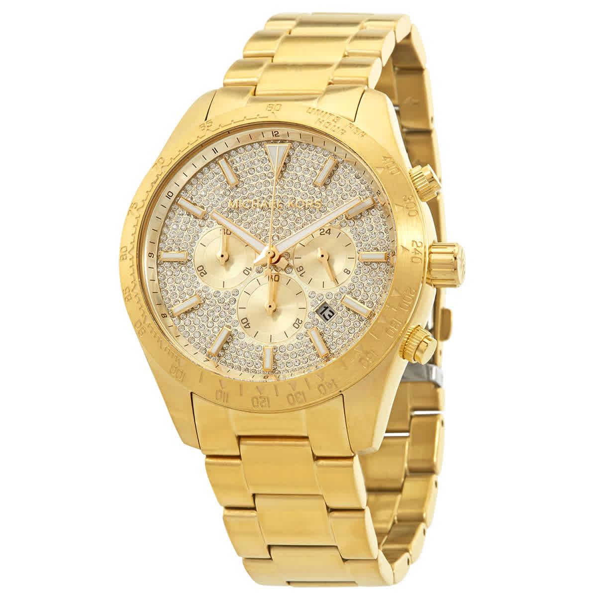Michael Kors Oversized Layton Pavé Gold-tone Watch in Metallic for Men |  Lyst