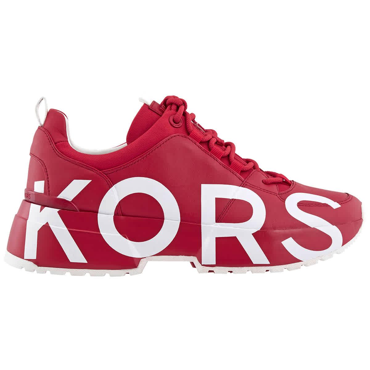 Michael Kors Leather Ladies Cosmo Trainer Logo Sneakers in Red - Lyst