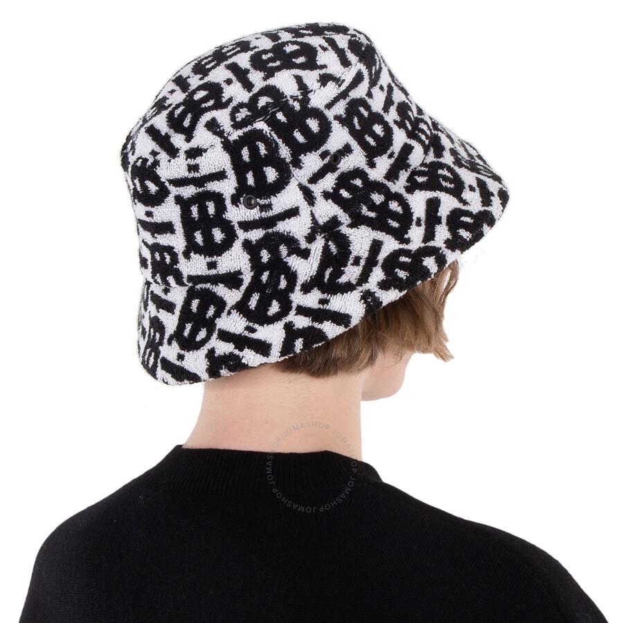 Burberry【☆ Cotton Monogram Jacquard Towel Bucket Hat】 Burberry TB Monogram Jacquard Bucket Hat Black Men's - FW23 - US