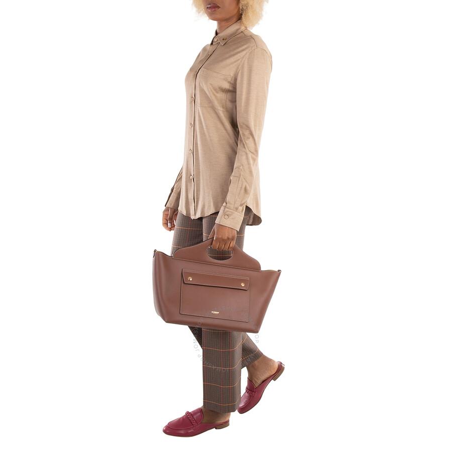 関税負担なし☆Burberry Small Soft Pocket Tote トートバッグ 関税負担なし☆Burberry キャンバス＆レザーミニ ポケットバッグ