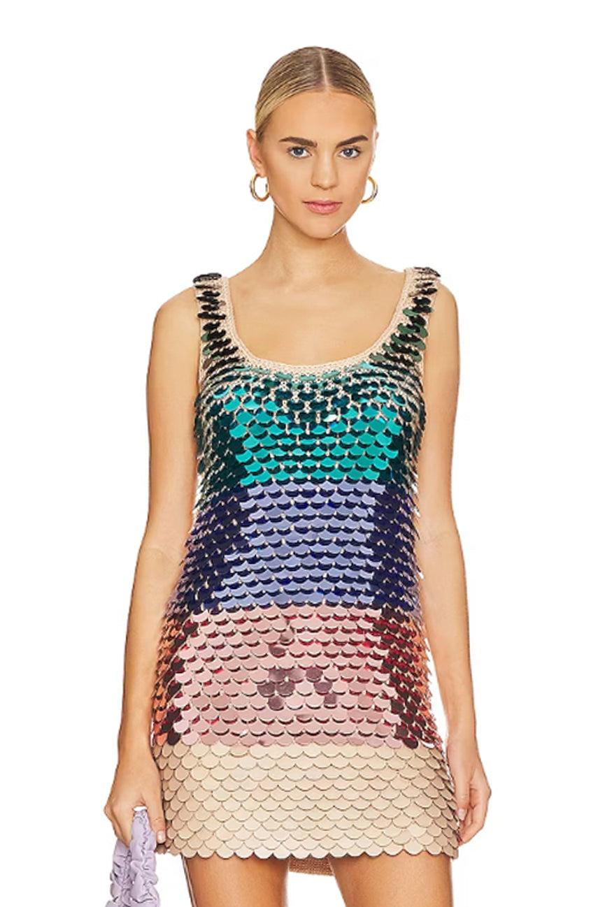 JoosTricot Multi Sequins Crochet Mini Dress in Blue | Lyst