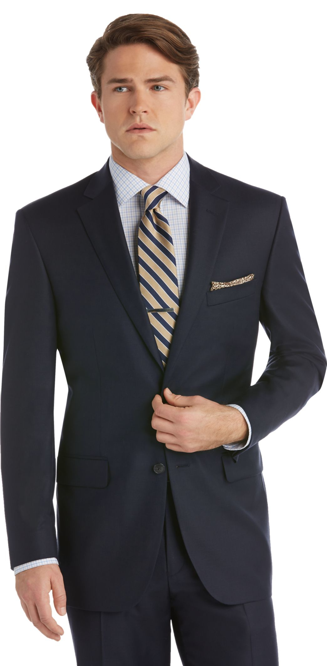 Jos a bank navy suit The Jos. A. Bank return policy will apply to the remainder of the purchase. Loyalty program points are earned only on amounts expended by you in connection with the purchase and are deducted for any returns. Buy 1 Get 1 Free: Select styles only. Excludes Custom, Suits, .