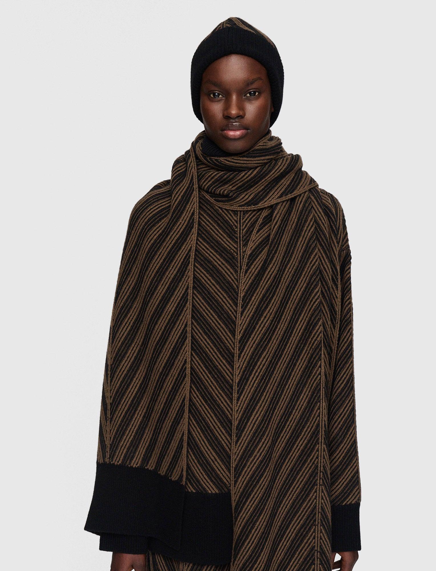 【JOSEPH】ribbed-knit スカーフ JOSEPH Chevron Ribbed Scarf in Black | Lyst