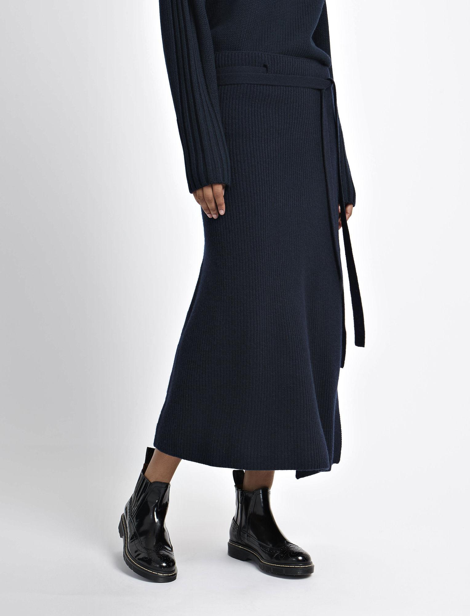 JOSEPH Soft Wool Wrap Skirt in Navy 