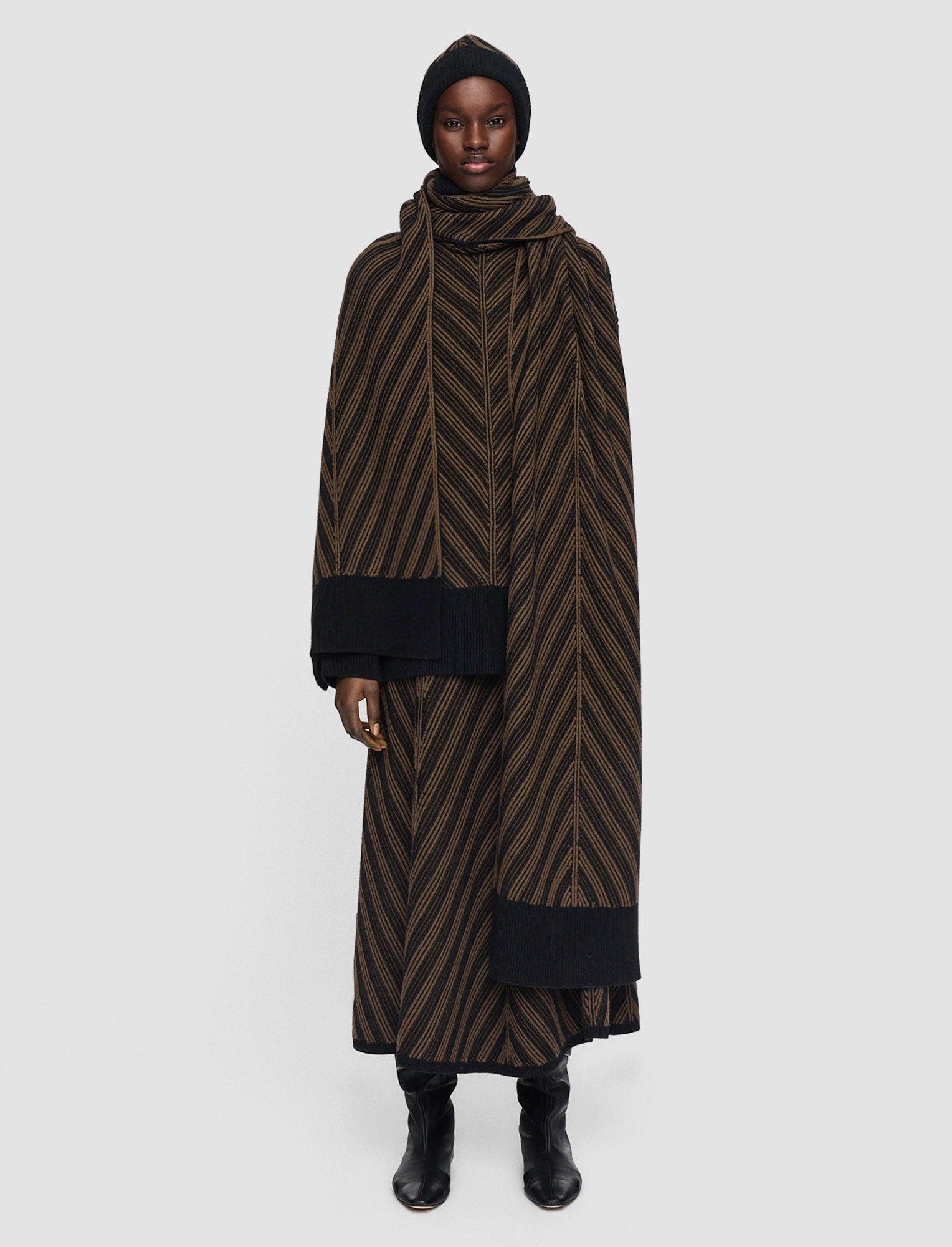 JOSEPH Chevron Ribbed Scarf in Black | Lyst
