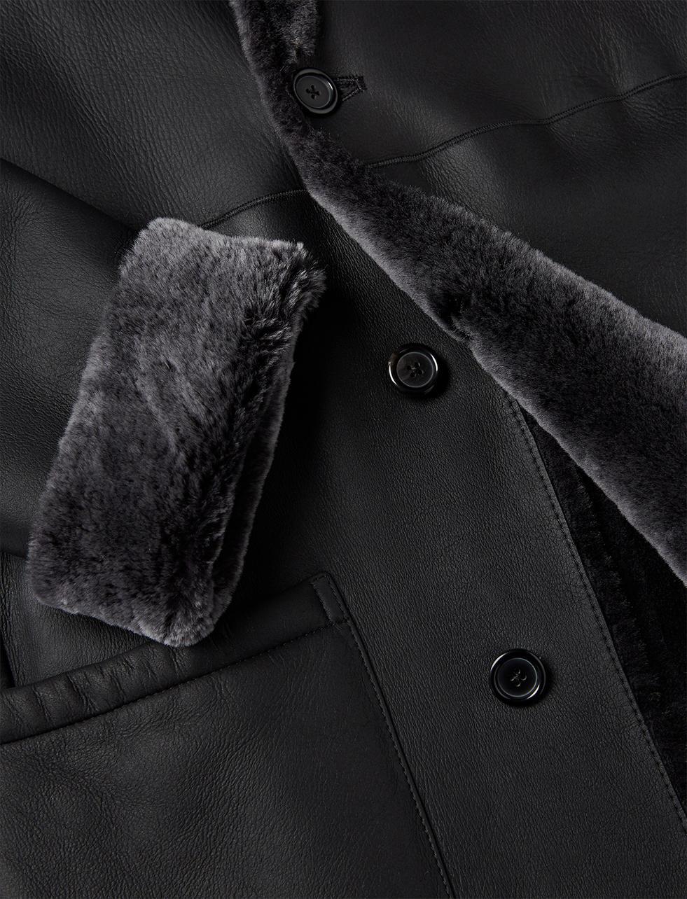 JOSEPH Leather Reversible Polar Skin Brittany Sheepskin Coat in Grey ...