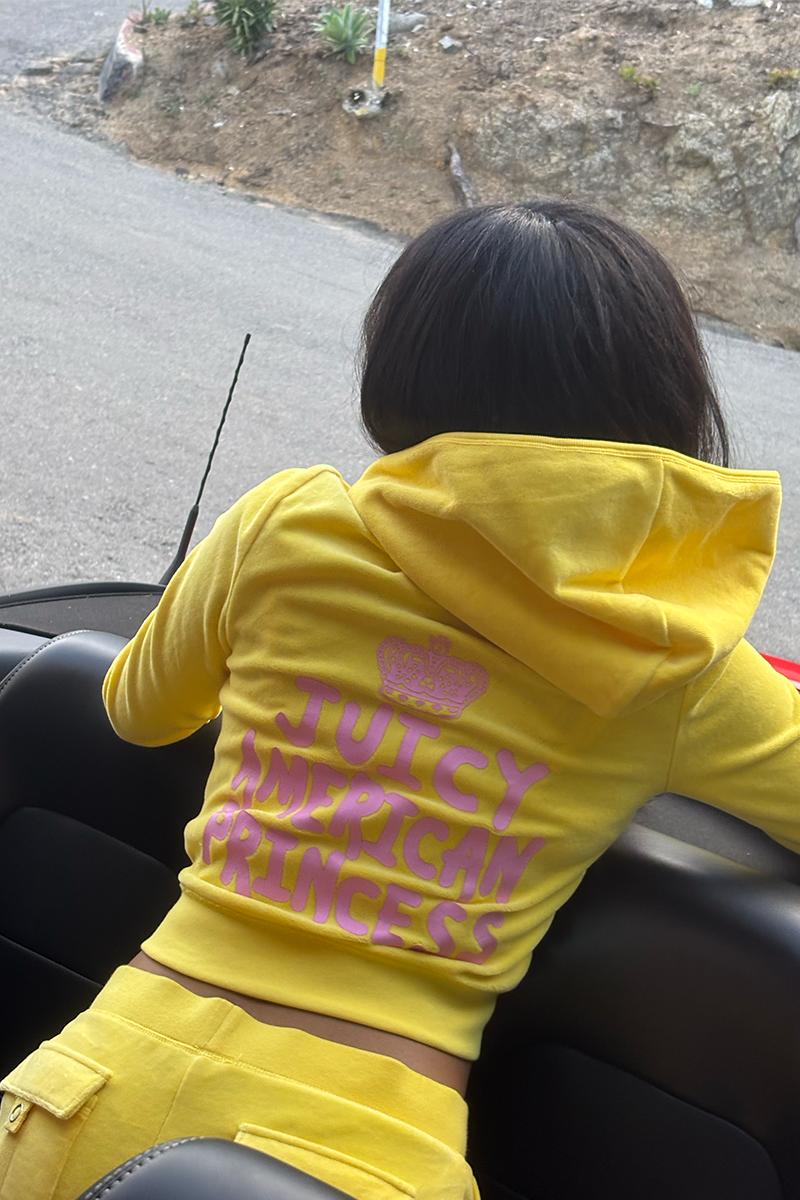 Juicy Couture American Princess Heritage Hoodie in Yellow | Lyst