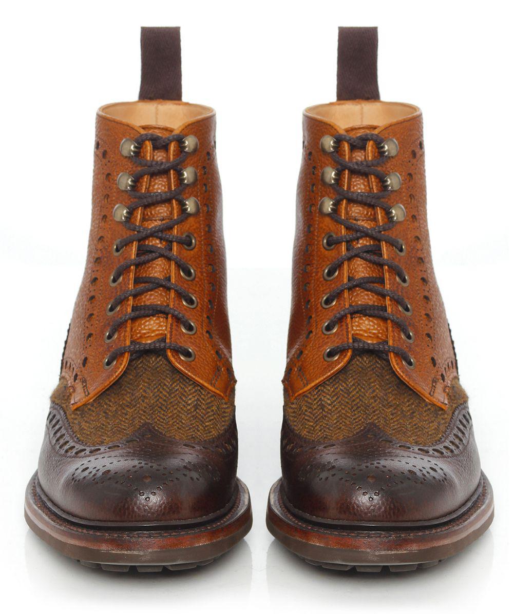 tweed brogue boots