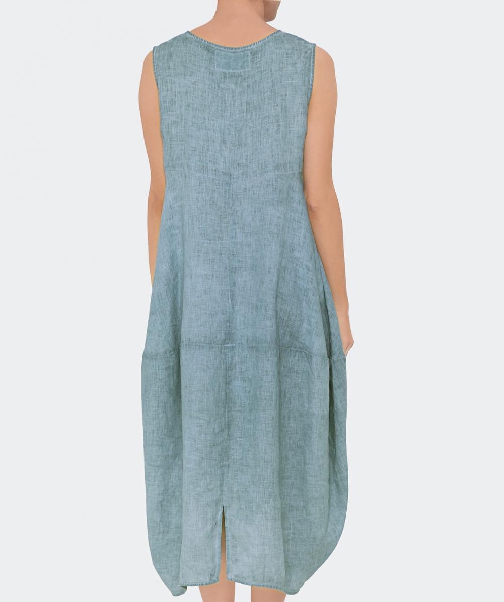Grizas Sleeveless Linen Dress in Sage 