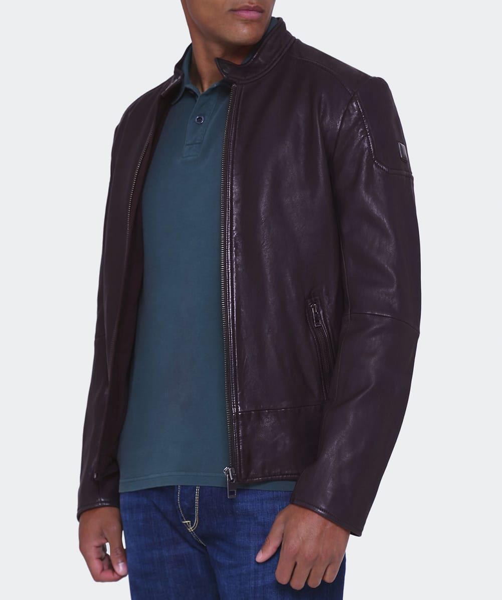 Boss Orange Leather Jofynn Jacket In Brown For Men Lyst