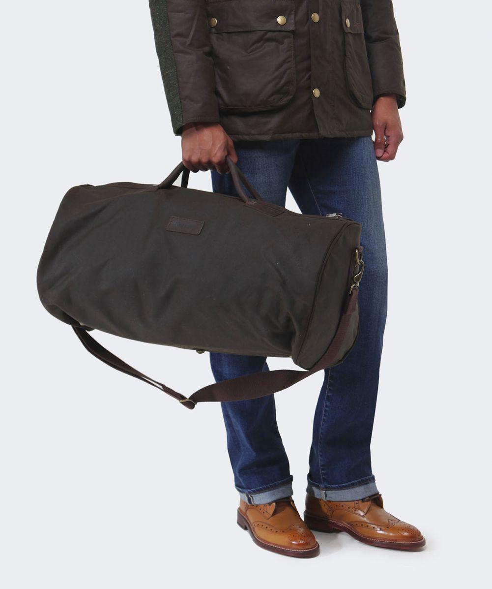 barbour waxed holdall