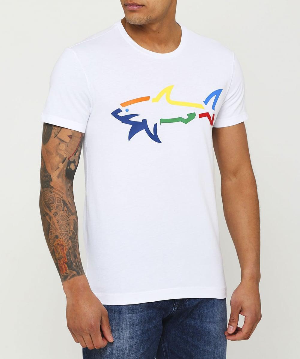 Paul & Shark Cotton Shark Fit Jersey Rainbow Shark T-shirt in White for ...