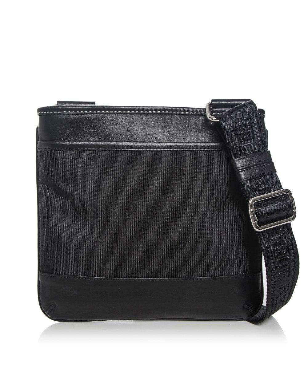 True Religion Synthetic Leather Trim Crossbody Bag in Black for Men - Lyst