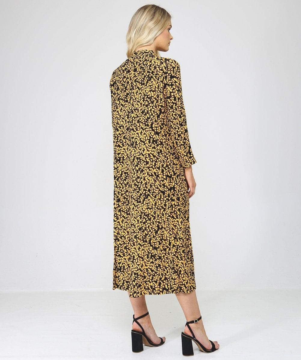 ganni goldstone floral print crepe dress