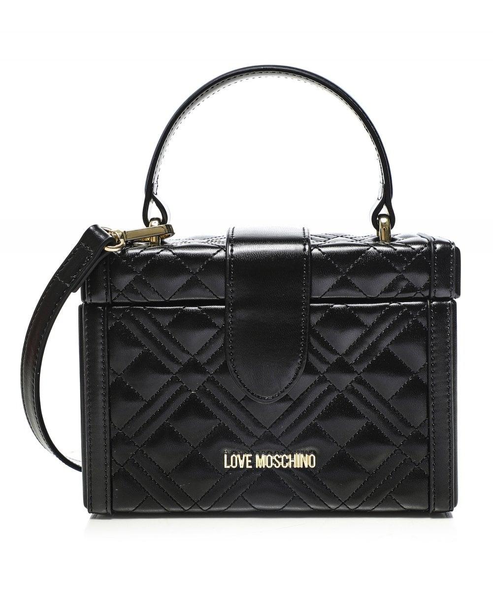 Love Moschino Quilted Crossbody Box Bag in Black