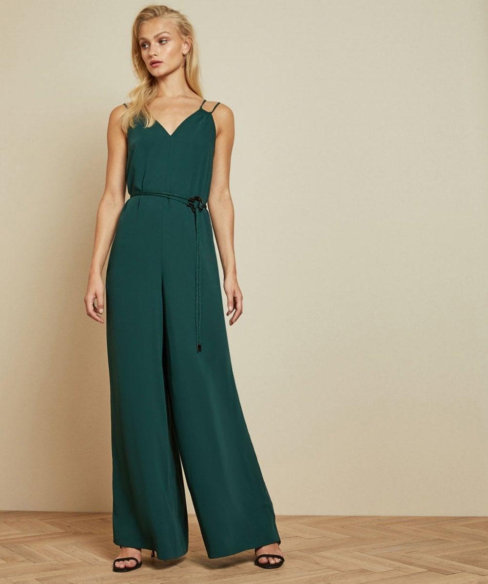 Ted Baker Synthetic Cord Trim Wide Leg Jumpsuit in Green Lyst