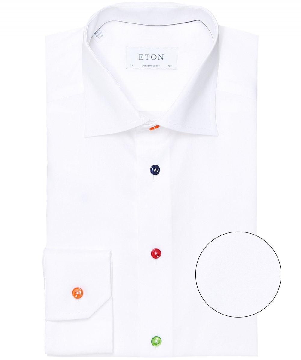 Eton Cotton White Twill Multi Coloured Buttons Slim Fit Shirt for Men - Lyst
