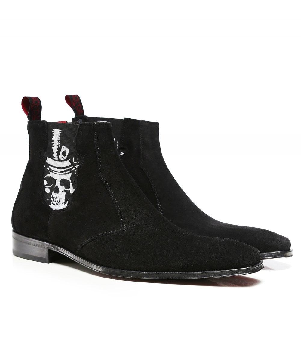 Jeffery West Suede Scarface Skull Chelsea Boots in Black for Men Lyst