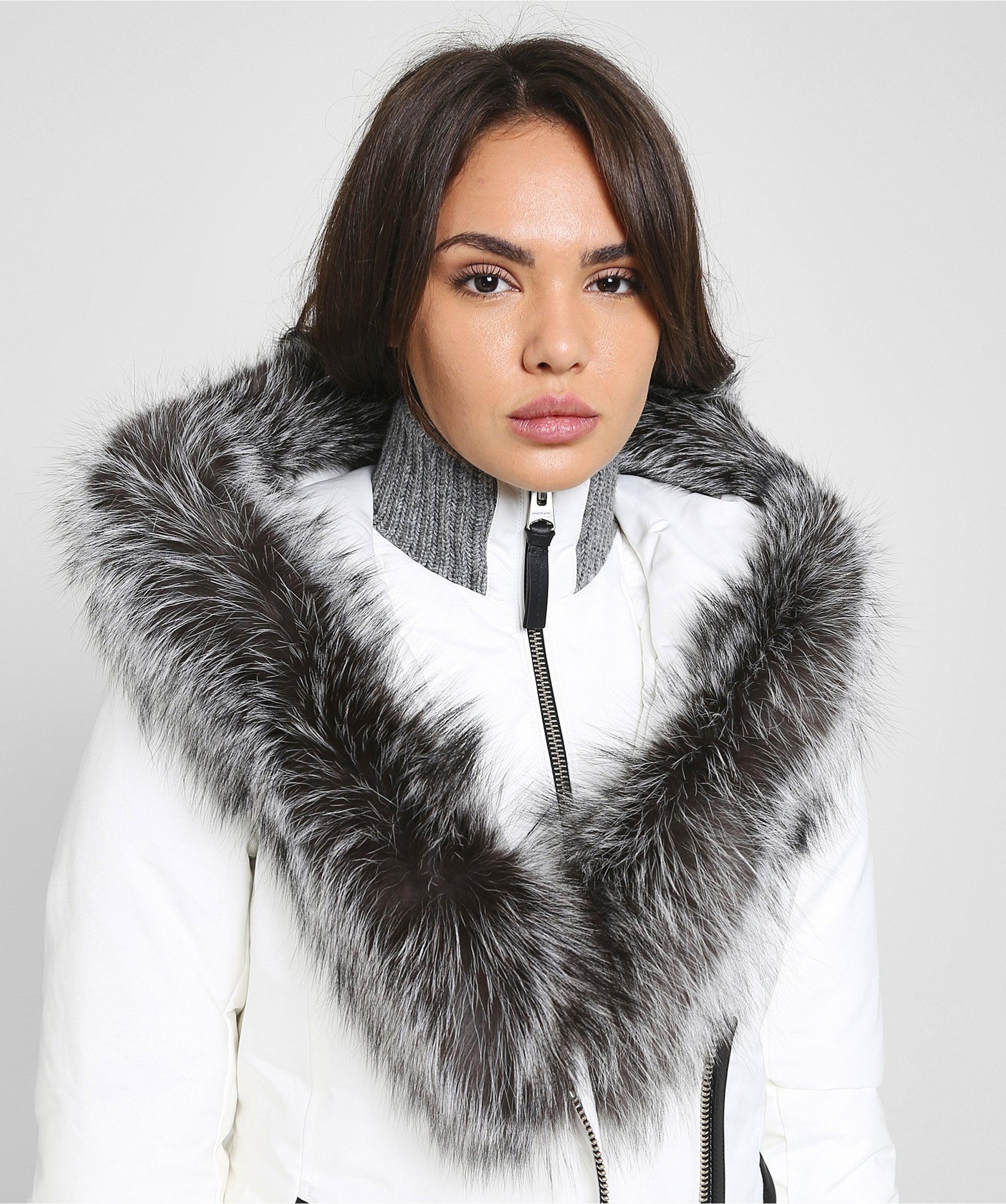 Mackage Adali Jacket With Fur Collar in White | Lyst