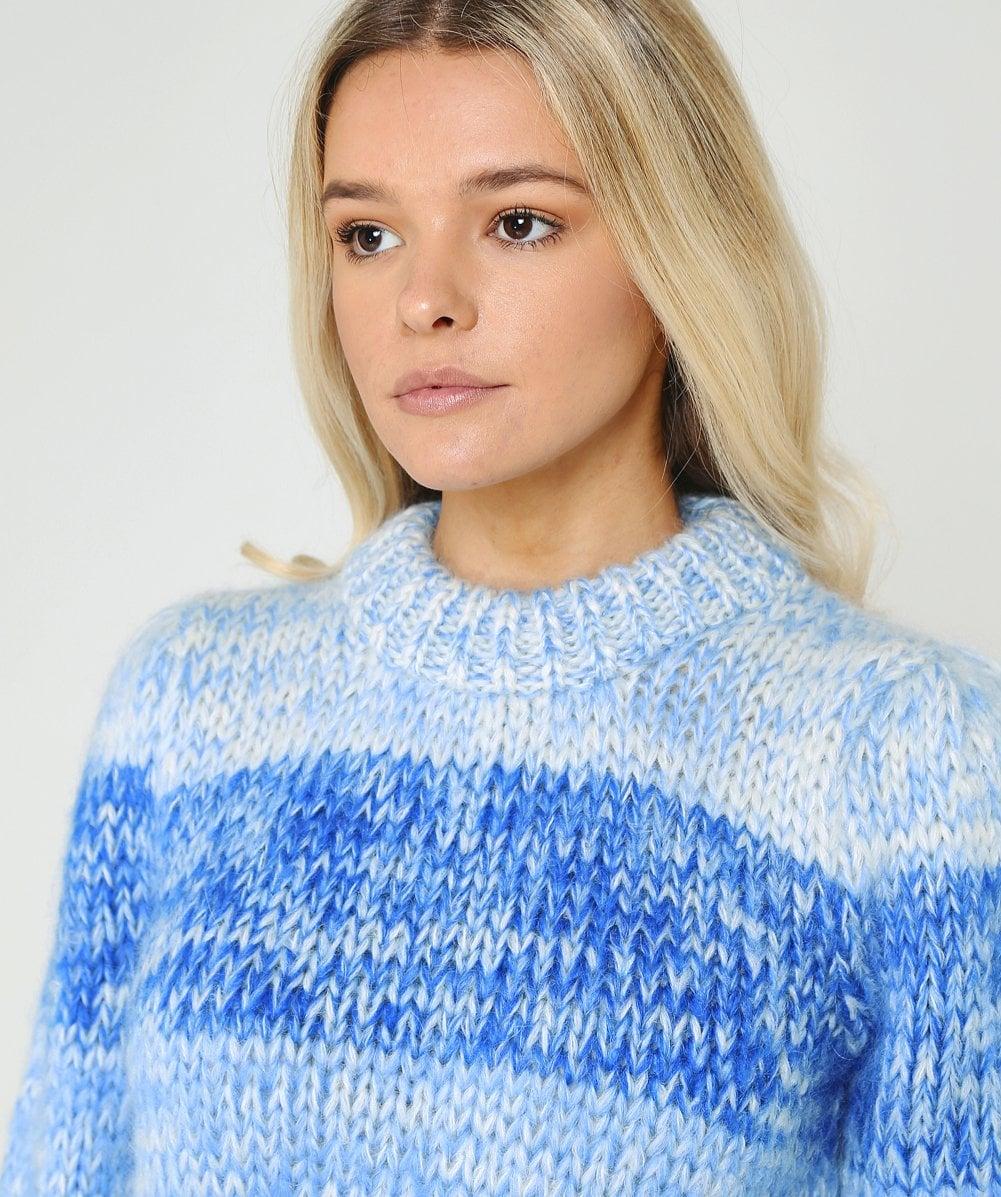 Ganni Wool Julliard Mohair Jumper in Blue - Lyst