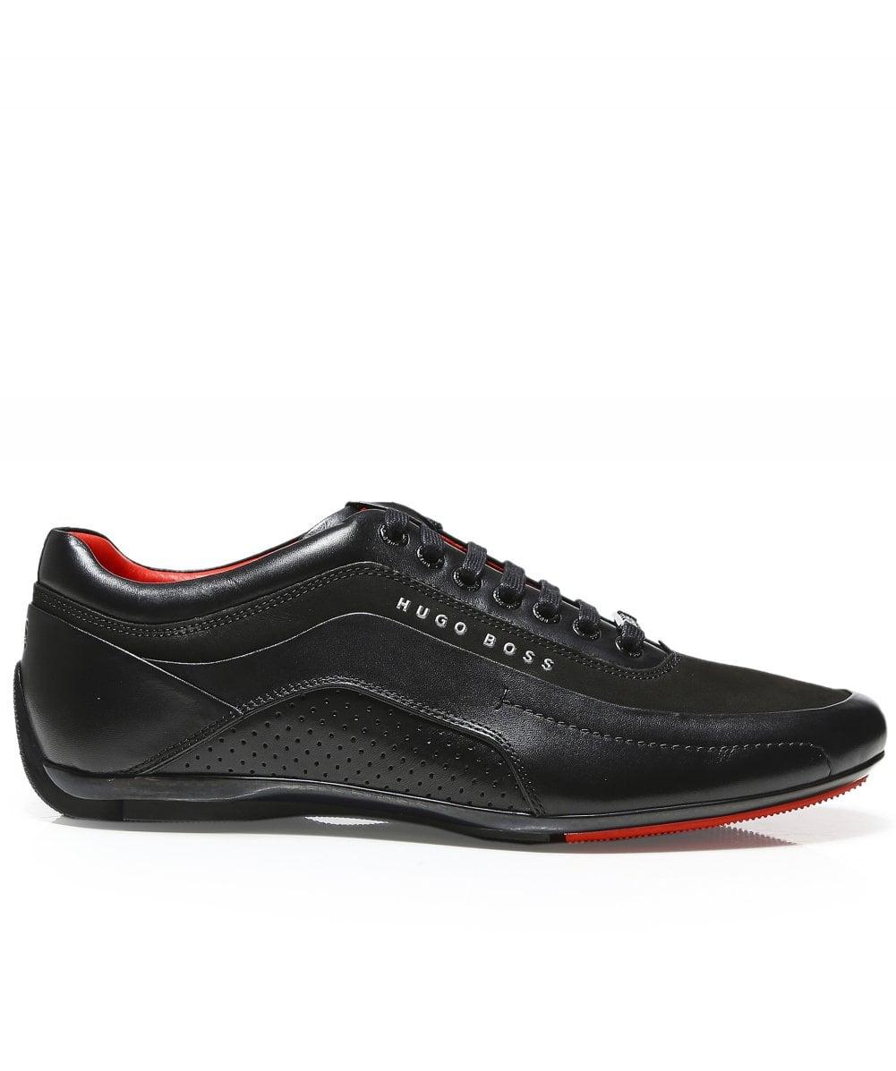 BOSS by Hugo Boss Leather Hb Racing Trainers in Black for Men - Lyst