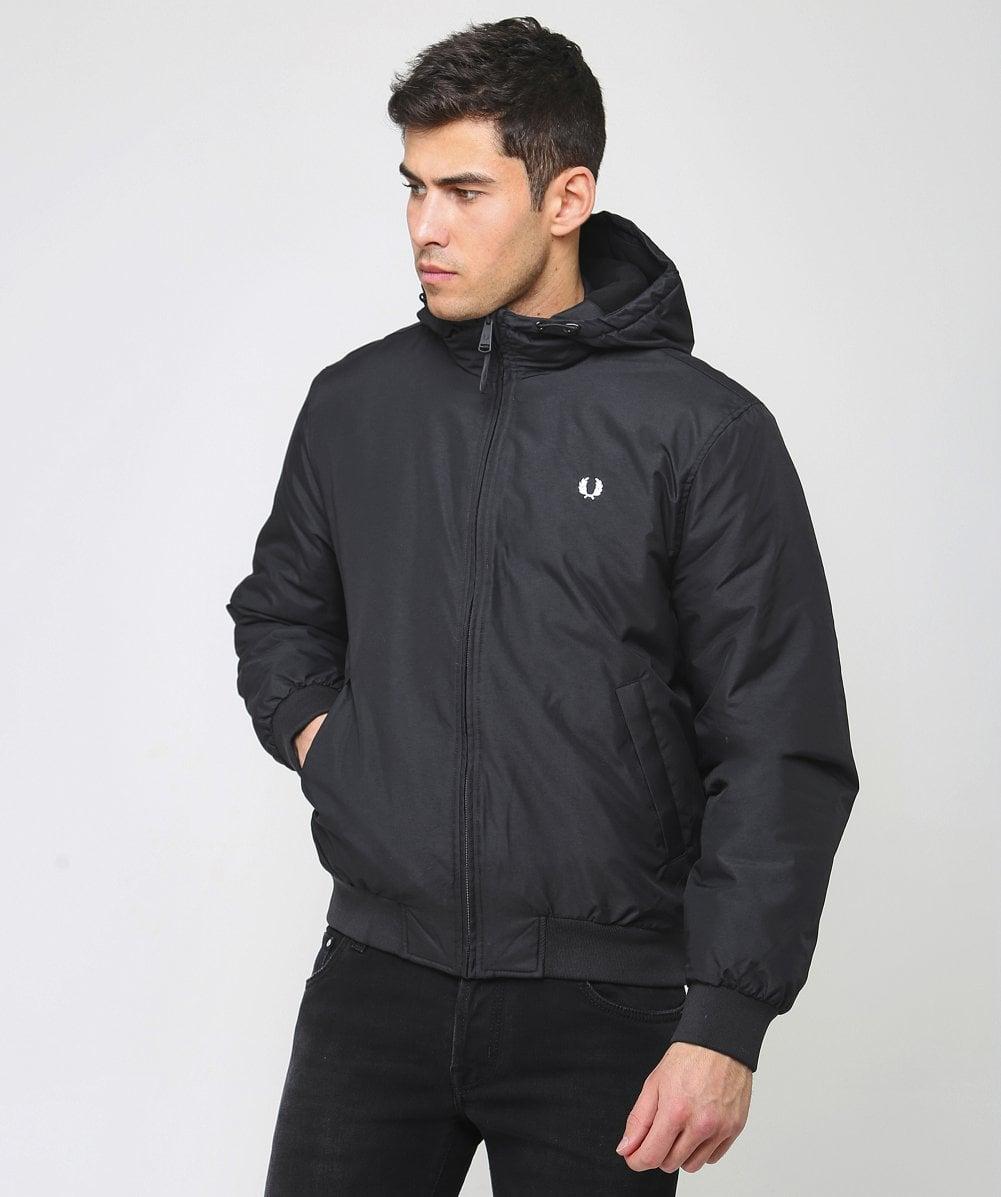 Fred Perry Hooded Padded Brentham Jacket in Black for Men | Lyst UK