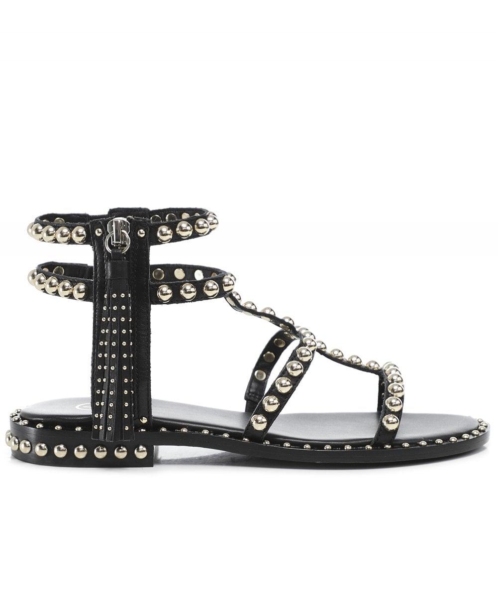 Ash Leather Power Studded Gladiator Sandals in Black - Lyst