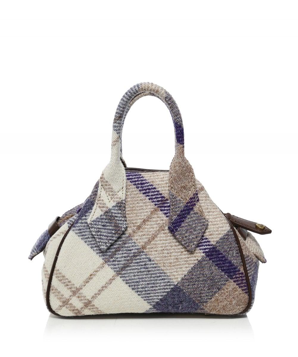 Vivienne Westwood Yasmine Tartan Tweed Wool Small Top Handle Bag 