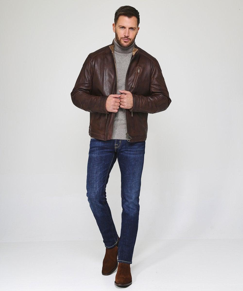 Barbour Leather James Jacket in Cognac (Brown) for Men - Lyst