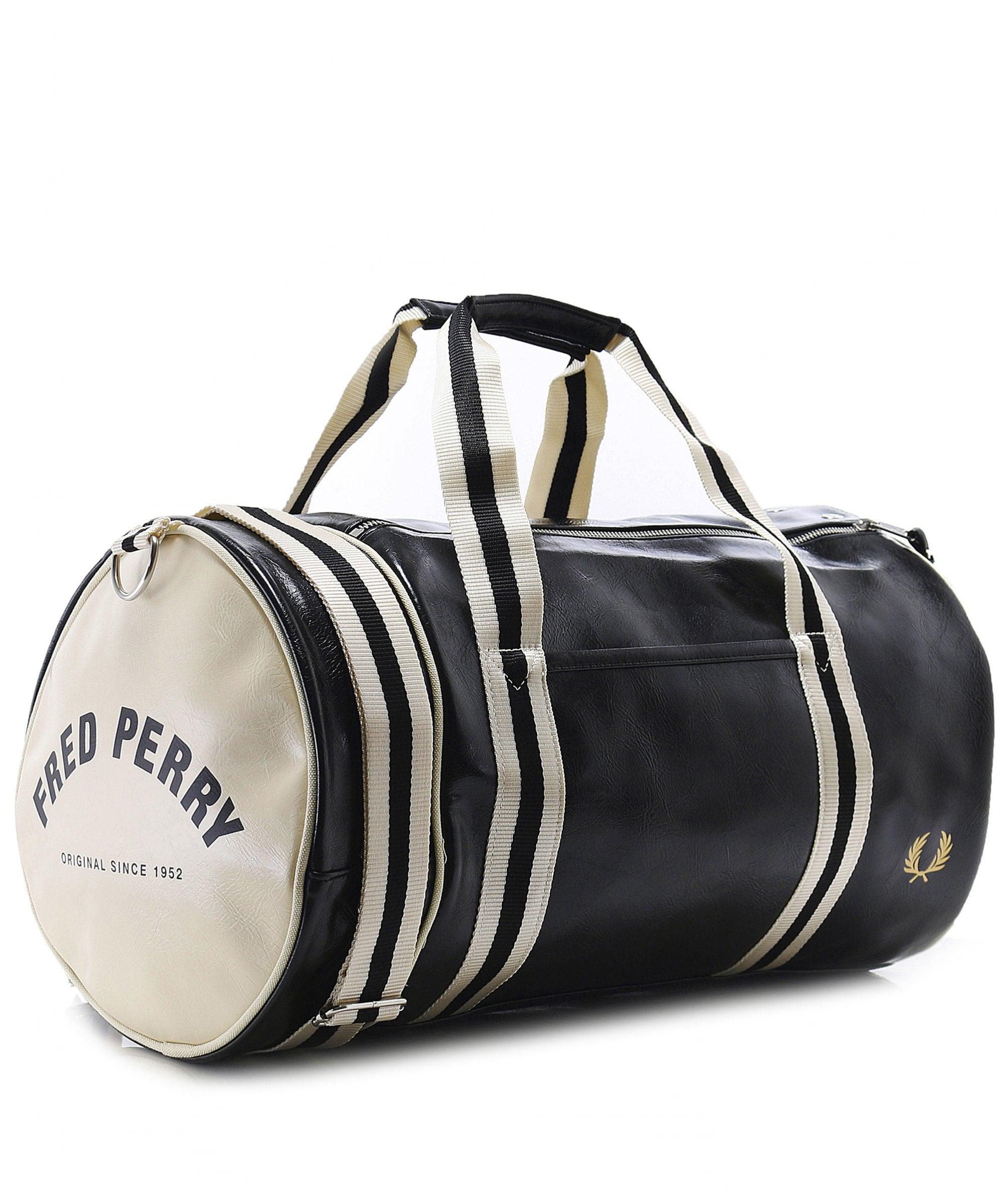 Fred Perry Canvas Classic Barrel Bag in Black & Ecru (Black) for Men | Lyst