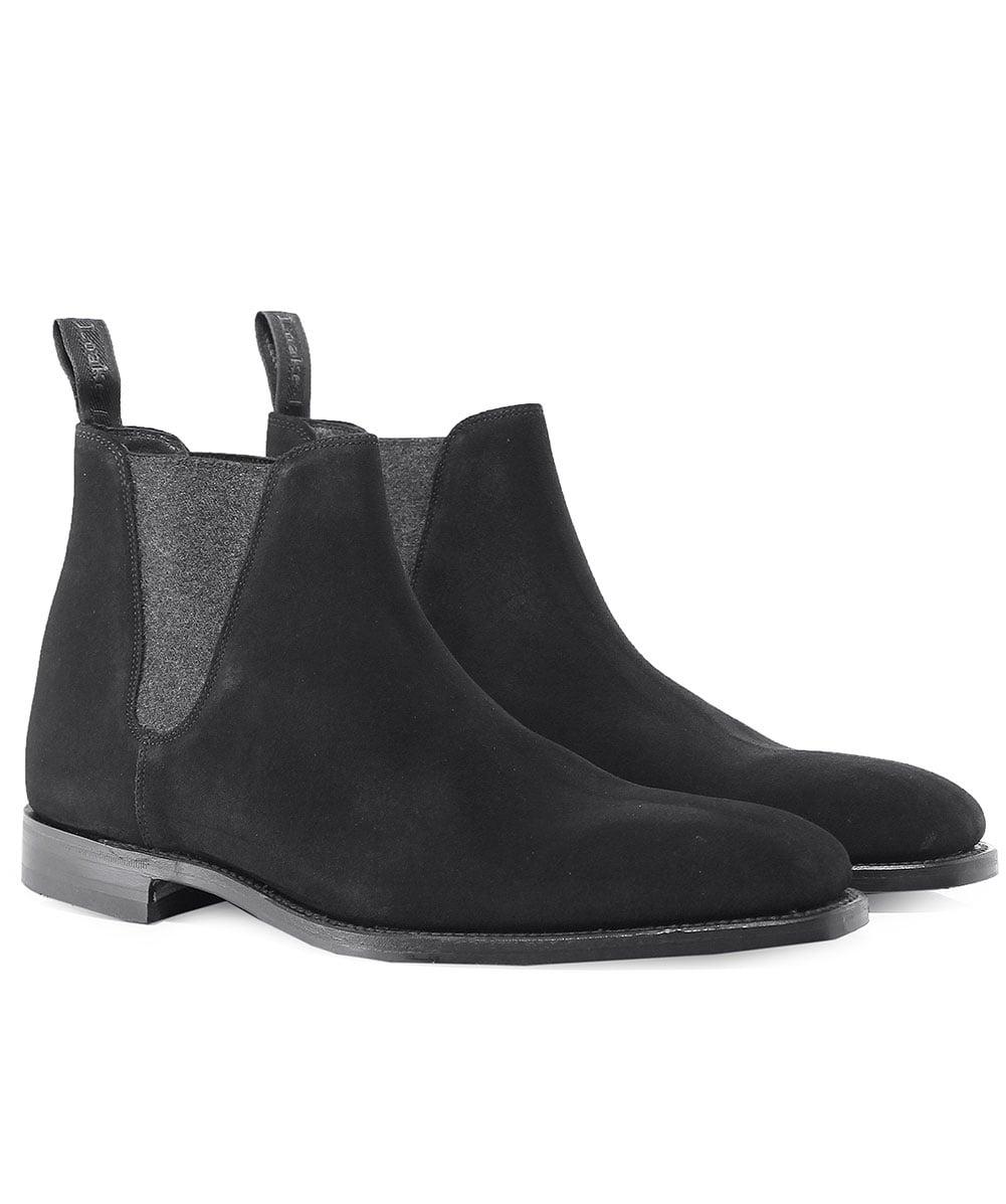 loake black suede chelsea boots